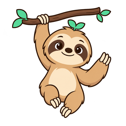 Lento the sloth, waving.